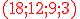 3$ \red \rm (18;12;9;3)